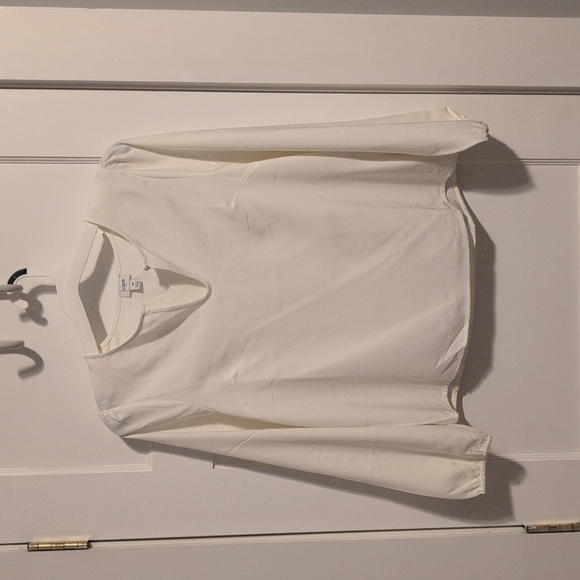 J. Crew Cream V-Neck Key-hole Blouse - Picture 2 of 7